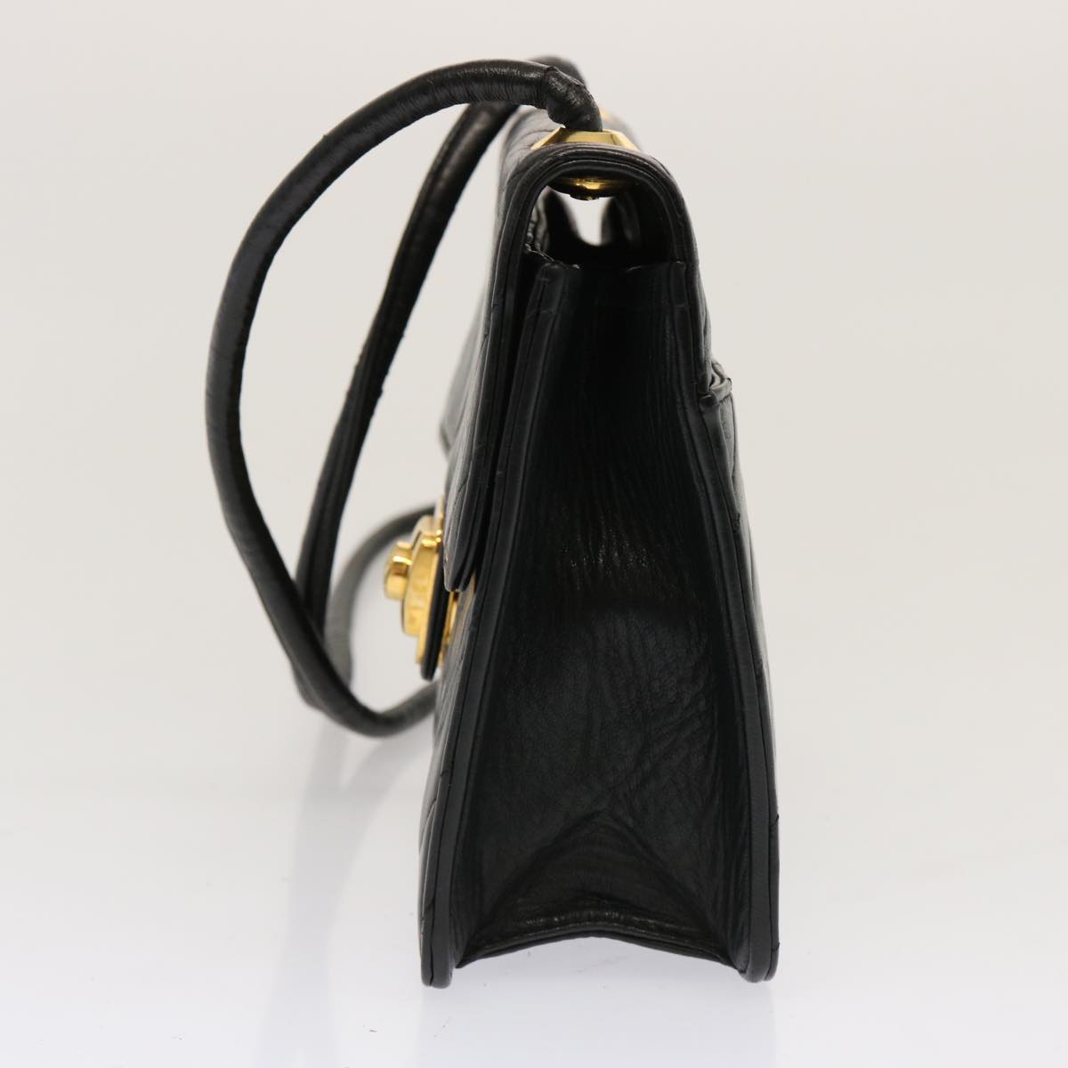 CHANEL V Stitch Shoulder Bag Lamb Skin Black CC yk11681