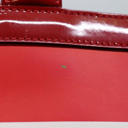 CHANEL Mademoiselle Hand Bag Enamel Leather White Red CC yk12409A