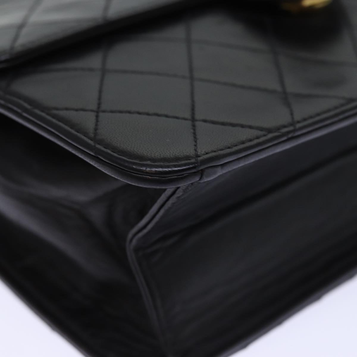 CHANEL Matelasse Chain Shoulder Bag Lamb Skin Black CC yk12417A