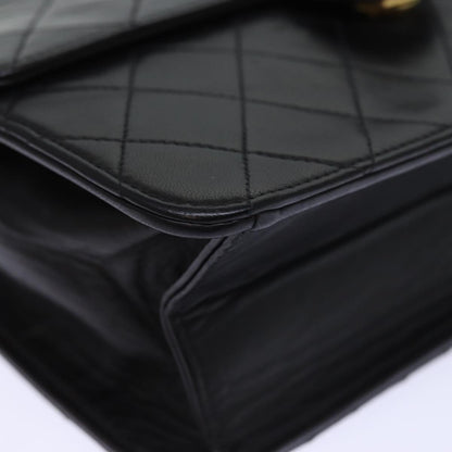 CHANEL Matelasse Chain Shoulder Bag Lamb Skin Black CC yk12417A