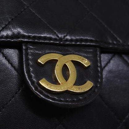 CHANEL Matelasse Chain Shoulder Bag Lamb Skin Black CC yk12417A