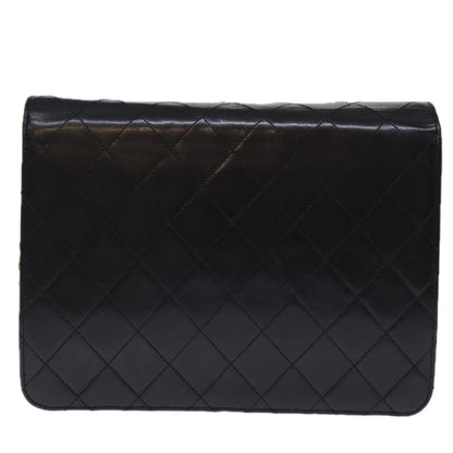 CHANEL Matelasse Chain Shoulder Bag Lamb Skin Black CC yk12417A
