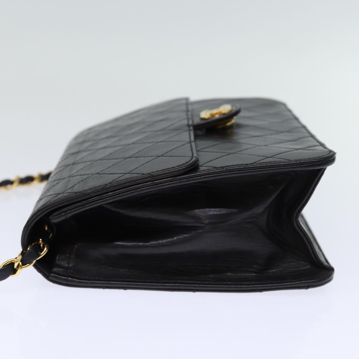 CHANEL Matelasse Chain Shoulder Bag Lamb Skin Black CC yk12417A
