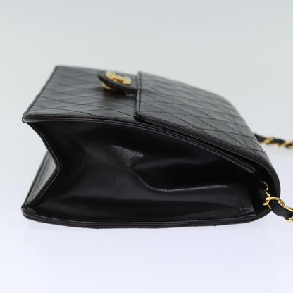 CHANEL Matelasse Chain Shoulder Bag Lamb Skin Black CC yk12417A
