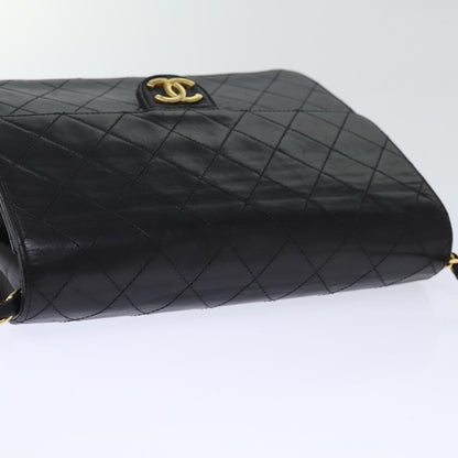 CHANEL Matelasse Chain Shoulder Bag Lamb Skin Black CC yk12417A