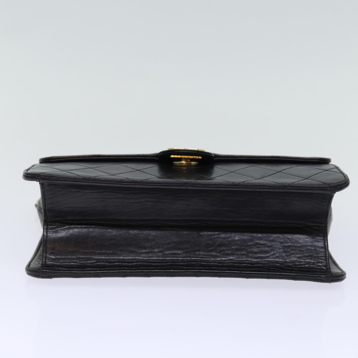 CHANEL Matelasse Chain Shoulder Bag Lamb Skin Black CC yk12417A