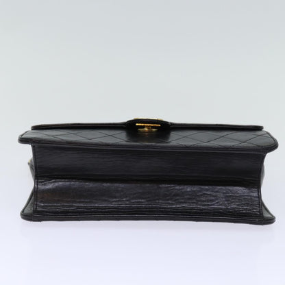 CHANEL Matelasse Chain Shoulder Bag Lamb Skin Black CC yk12417A