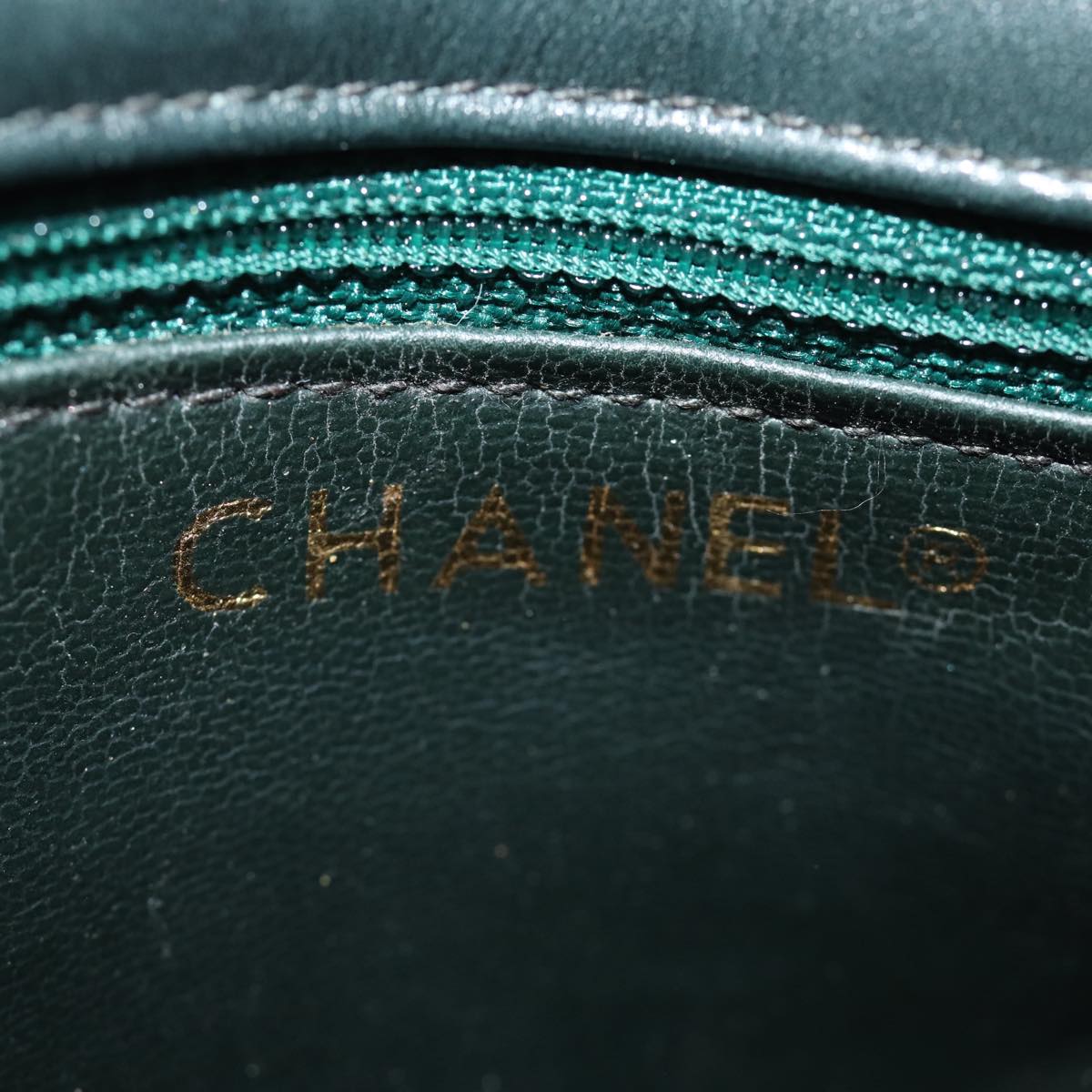 CHANEL Matelasse Turn Lock Chain Shoulder Bag Lamb Skin Green CC yk12713A