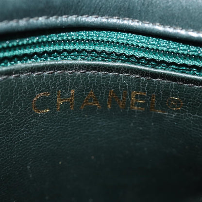 CHANEL Matelasse Turn Lock Chain Shoulder Bag Lamb Skin Green CC yk12713A