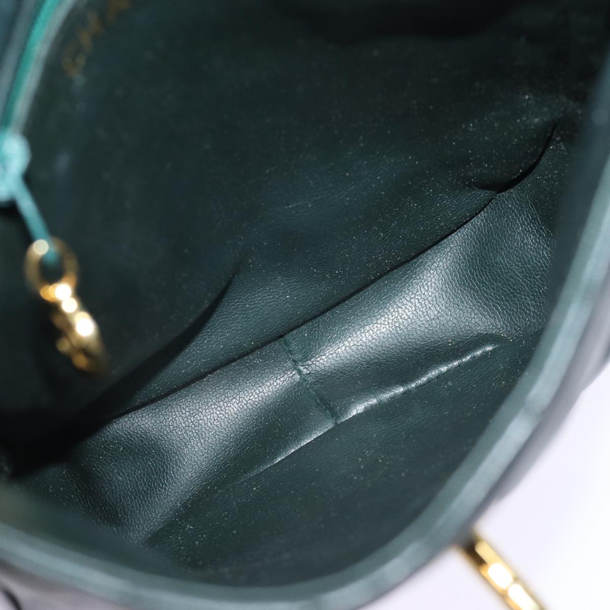 CHANEL Matelasse Turn Lock Chain Shoulder Bag Lamb Skin Green CC yk12713A