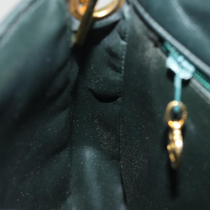 CHANEL Matelasse Turn Lock Chain Shoulder Bag Lamb Skin Green CC yk12713A