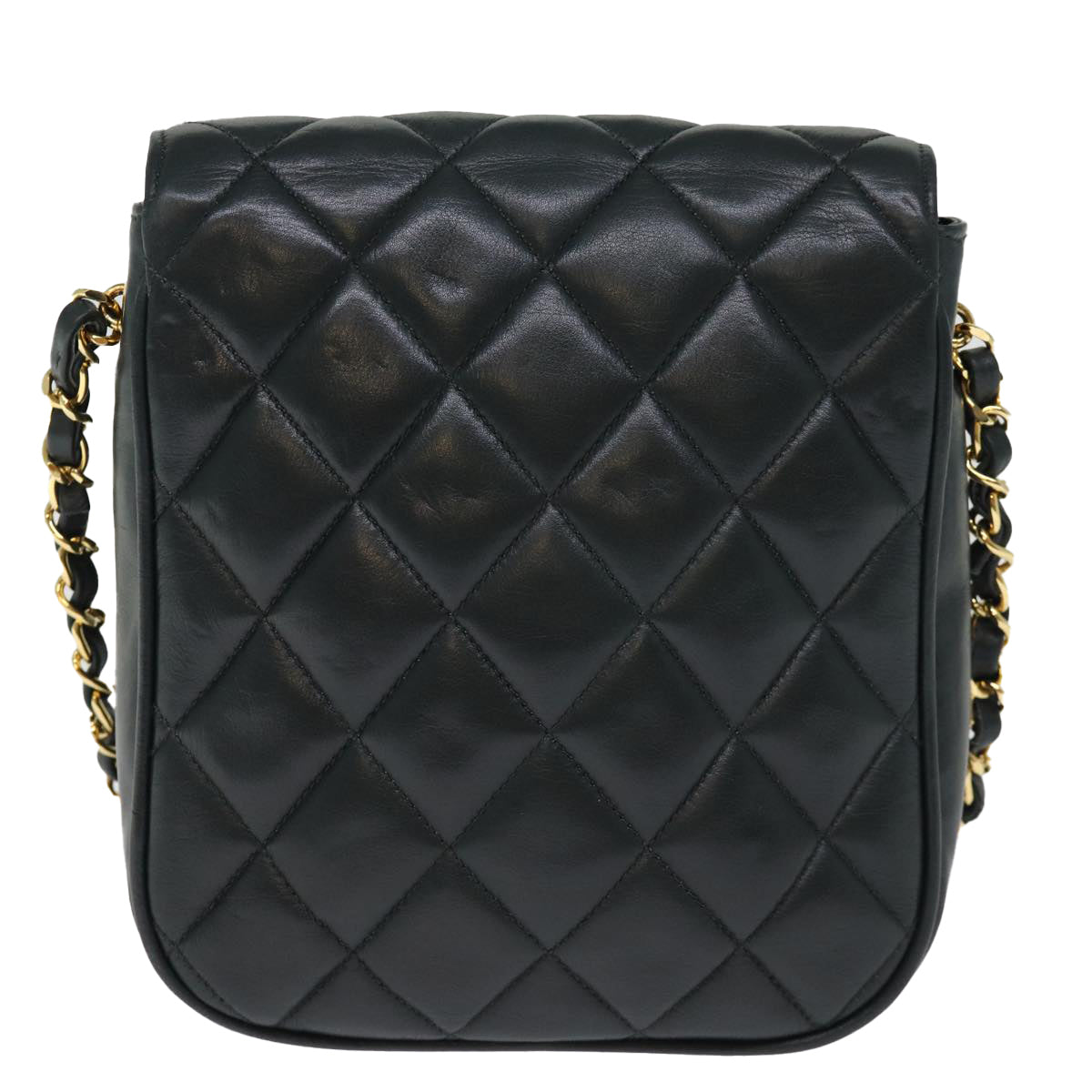 CHANEL Matelasse Turn Lock Chain Shoulder Bag Lamb Skin Green CC yk12713A