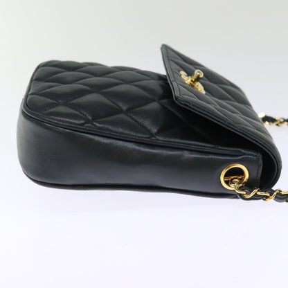 CHANEL Matelasse Turn Lock Chain Shoulder Bag Lamb Skin Green CC yk12713A