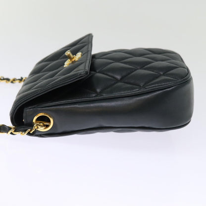 CHANEL Matelasse Turn Lock Chain Shoulder Bag Lamb Skin Green CC yk12713A