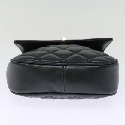 CHANEL Matelasse Turn Lock Chain Shoulder Bag Lamb Skin Green CC yk12713A
