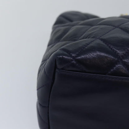 CHANEL Matelasse Chain Shoulder Bag Lamb Skin Navy CC yk12992