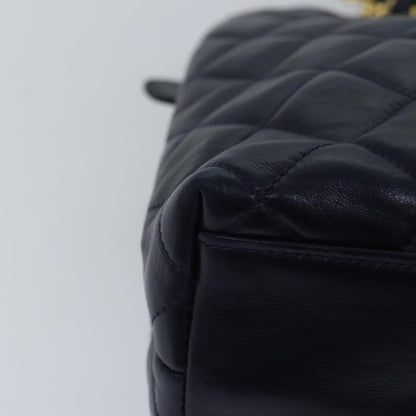 CHANEL Matelasse Chain Shoulder Bag Lamb Skin Navy CC yk12992