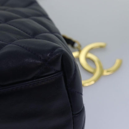 CHANEL Matelasse Chain Shoulder Bag Lamb Skin Navy CC yk12992