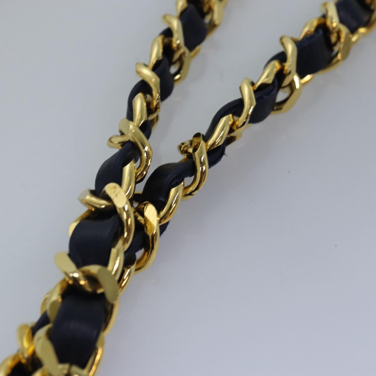 CHANEL Matelasse Chain Shoulder Bag Lamb Skin Navy CC yk12992