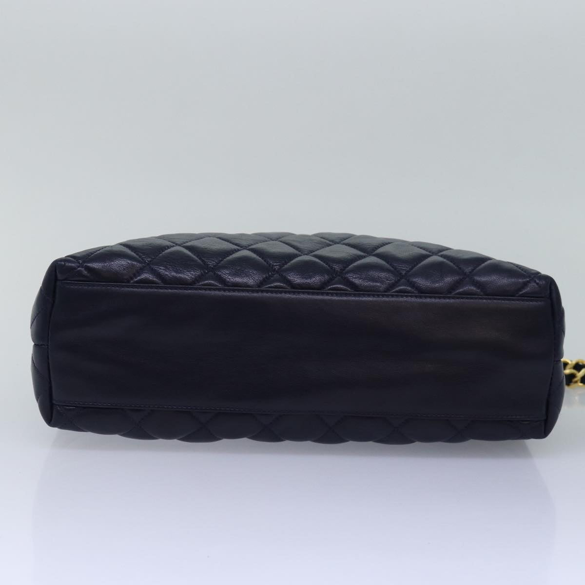 CHANEL Matelasse Chain Shoulder Bag Lamb Skin Navy CC yk12992