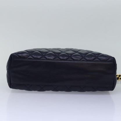 CHANEL Matelasse Chain Shoulder Bag Lamb Skin Navy CC yk12992