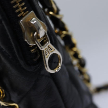 CHANEL Matelasse Chain Shoulder Bag Lamb Skin Black CC yk13018