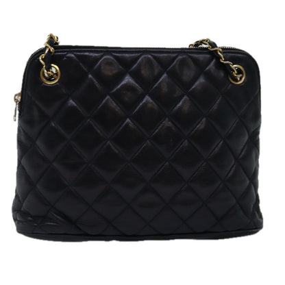 CHANEL Matelasse Chain Shoulder Bag Lamb Skin Black CC yk13018
