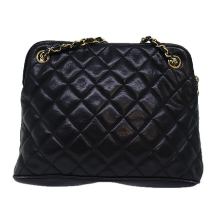 CHANEL Matelasse Chain Shoulder Bag Lamb Skin Black CC yk13018