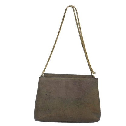 CHANEL Turn Lock Chain Hand Bag Suede Gold Tone CC yk13693