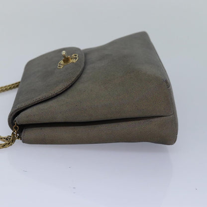 CHANEL Turn Lock Chain Hand Bag Suede Gold Tone CC yk13693