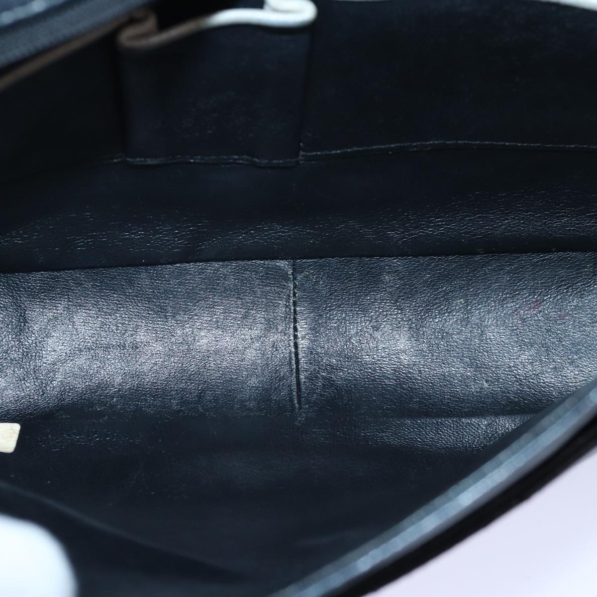 CHANEL Matelasse Turn Lock Chain Bag Lamb Skin Black White CC yk13824