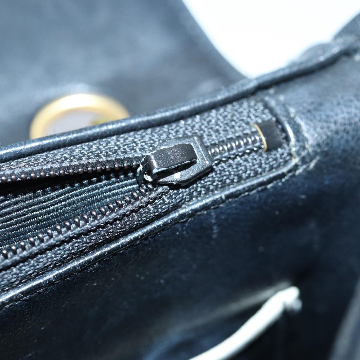CHANEL Matelasse Turn Lock Chain Bag Lamb Skin Black White CC yk13824