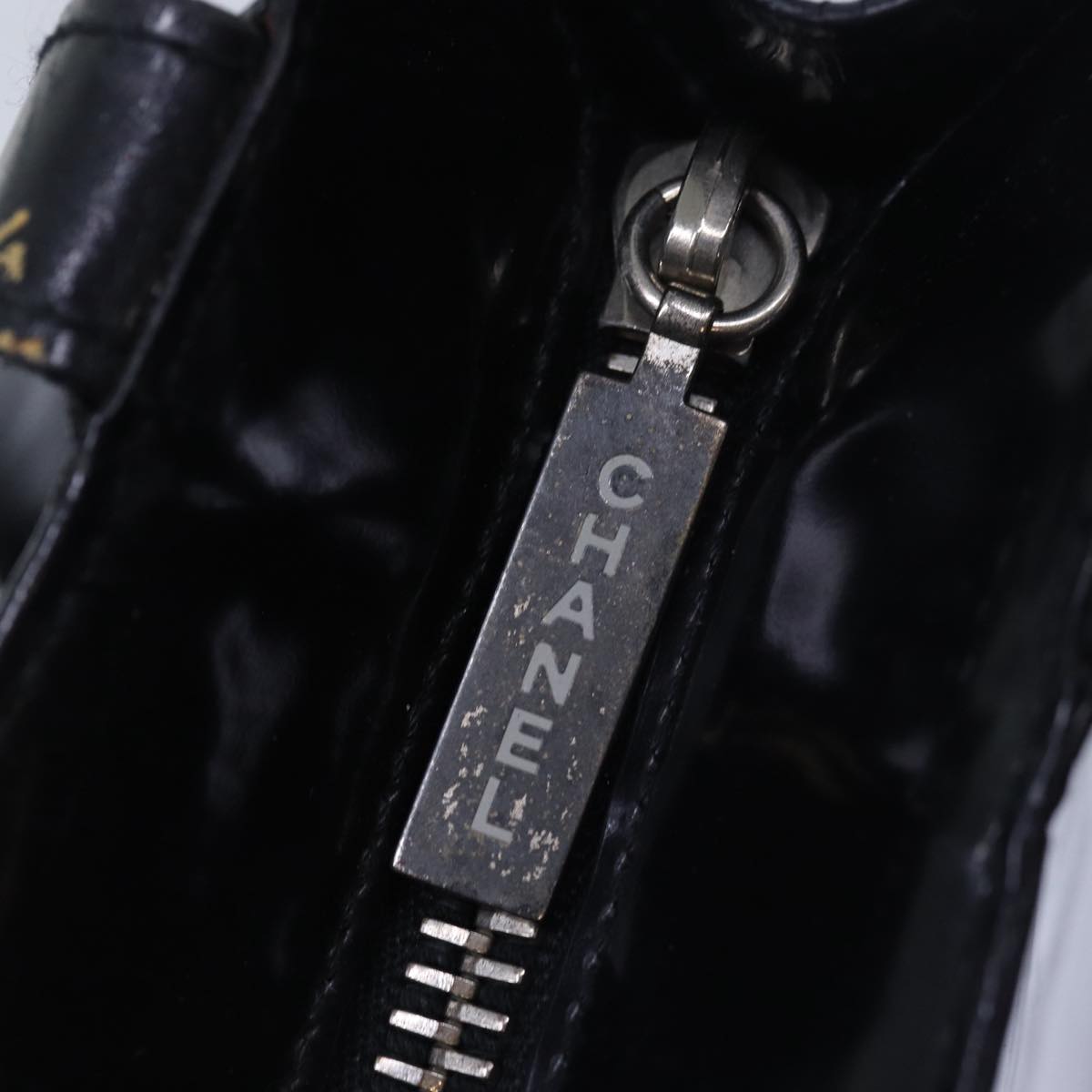 CHANEL Tote Bag Enamel Black CC yk13900