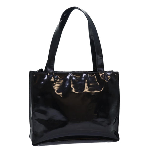 CHANEL Tote Bag Enamel Black CC yk13900