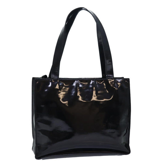CHANEL Tote Bag Enamel Black CC yk13900