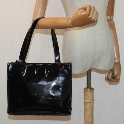 CHANEL Tote Bag Enamel Black CC yk13900