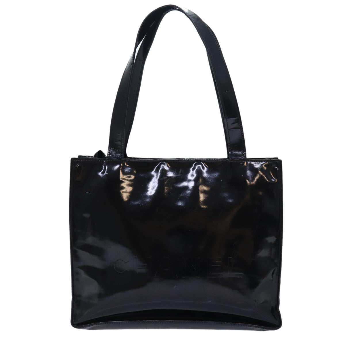 CHANEL Tote Bag Enamel Black CC yk13900