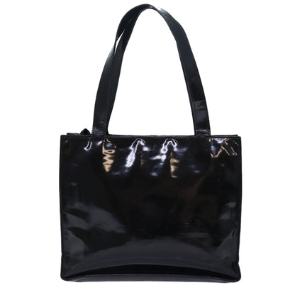 CHANEL Tote Bag Enamel Black CC yk13900