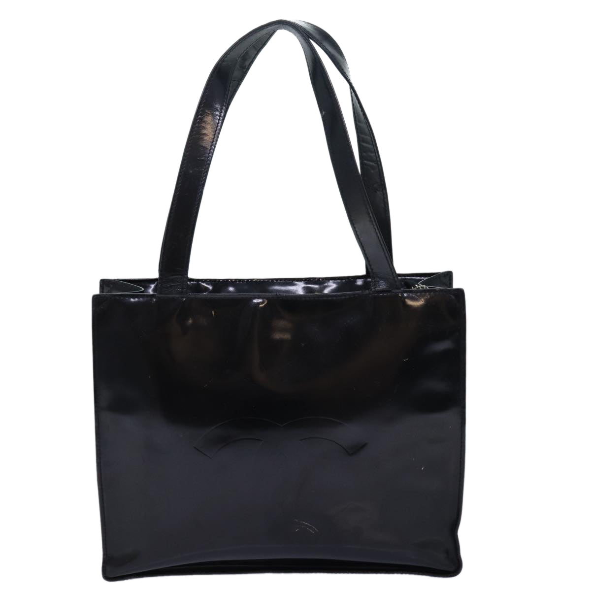 CHANEL Tote Bag Enamel Black CC yk13900