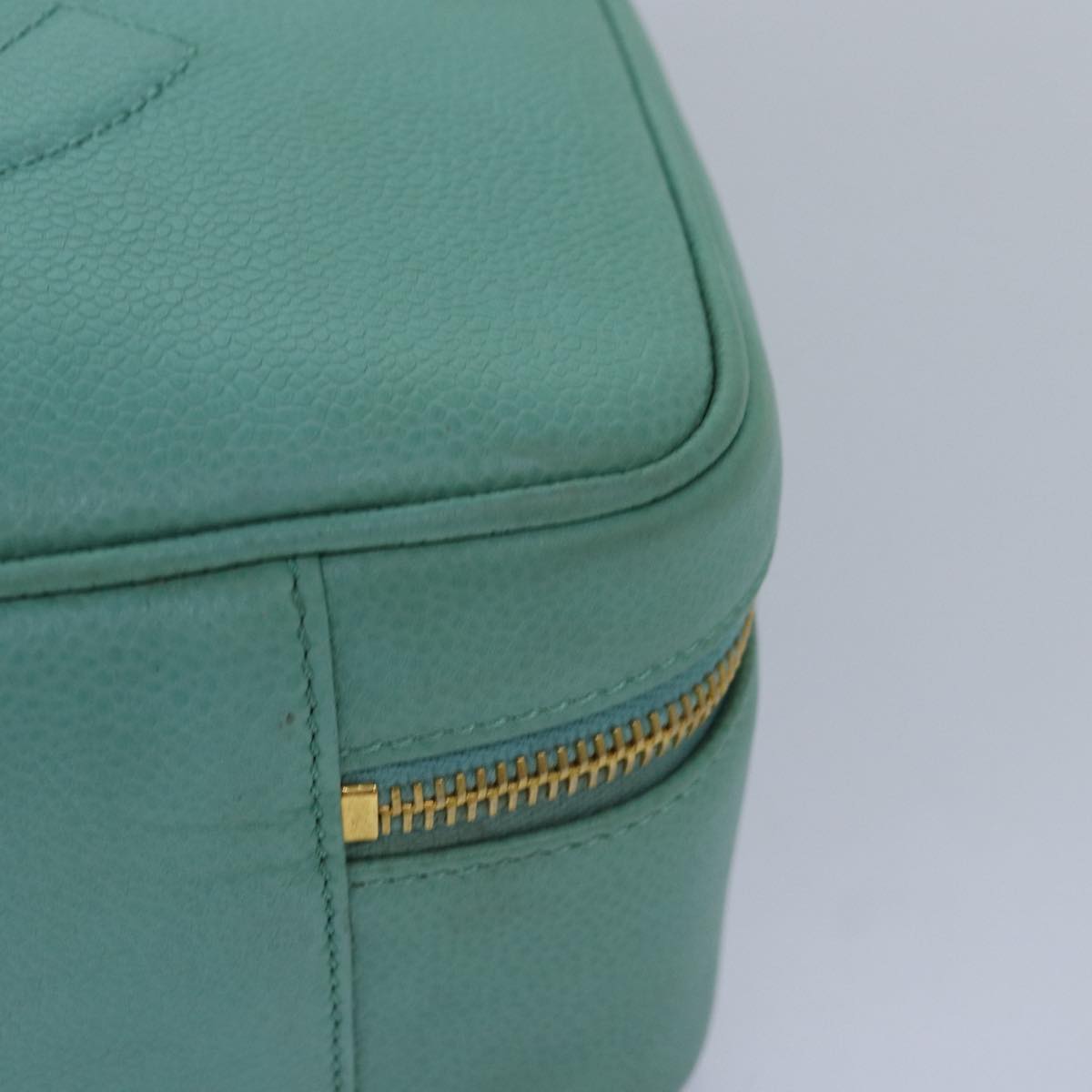 CHANEL Vanity COCO Mark Hand Bag Caviar Skin Emerald Green CC yk13974A