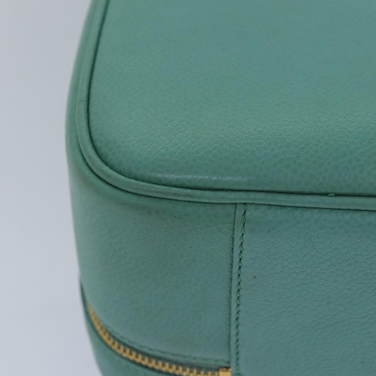 CHANEL Vanity COCO Mark Hand Bag Caviar Skin Emerald Green CC yk13974A