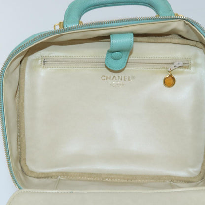 CHANEL Vanity COCO Mark Hand Bag Caviar Skin Emerald Green CC yk13974A