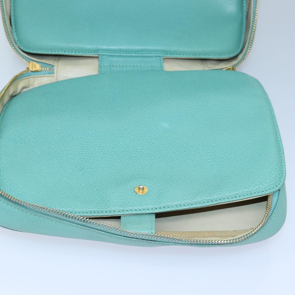 CHANEL Vanity COCO Mark Hand Bag Caviar Skin Emerald Green CC yk13974A