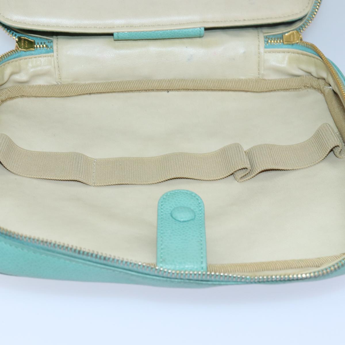 CHANEL Vanity COCO Mark Hand Bag Caviar Skin Emerald Green CC yk13974A
