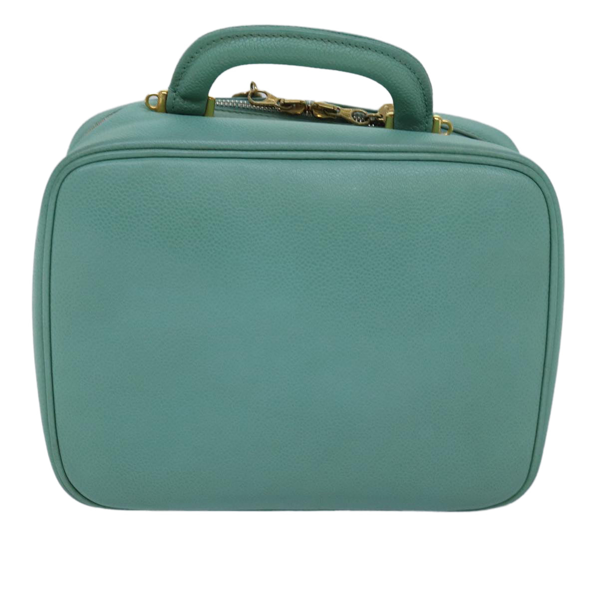 CHANEL Vanity COCO Mark Hand Bag Caviar Skin Emerald Green CC yk13974A