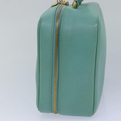 CHANEL Vanity COCO Mark Hand Bag Caviar Skin Emerald Green CC yk13974A
