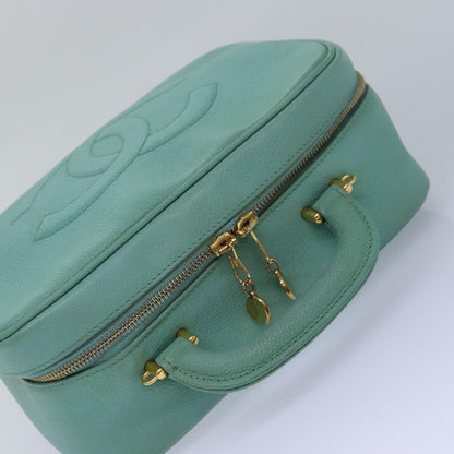 CHANEL Vanity COCO Mark Hand Bag Caviar Skin Emerald Green CC yk13974A