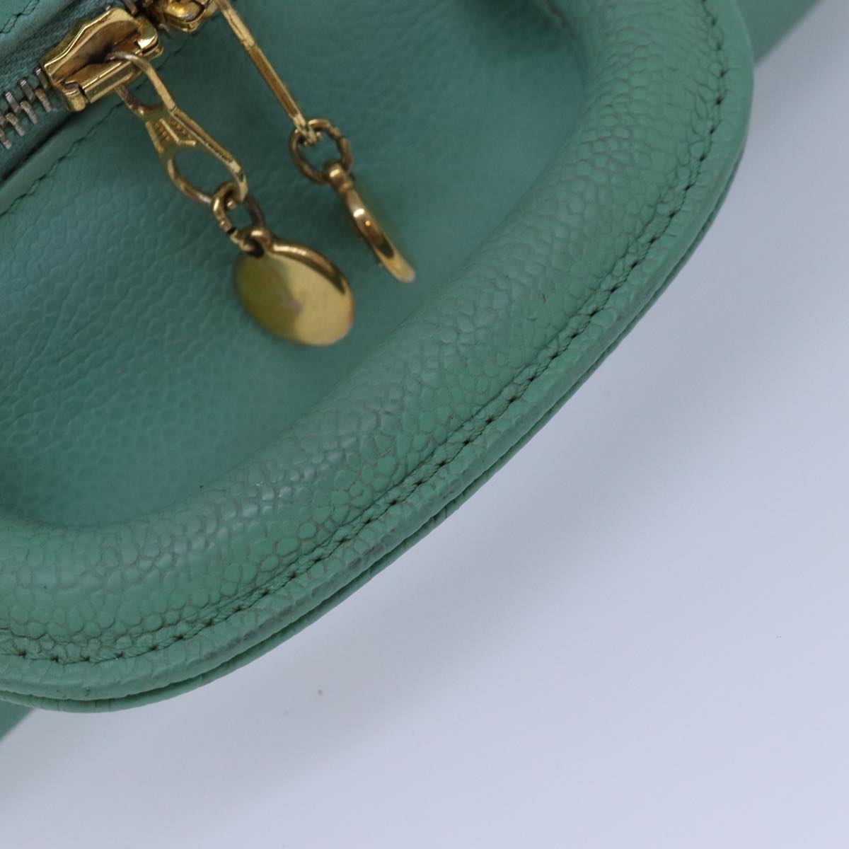 CHANEL Vanity COCO Mark Hand Bag Caviar Skin Emerald Green CC yk13974A