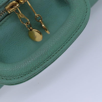 CHANEL Vanity COCO Mark Hand Bag Caviar Skin Emerald Green CC yk13974A