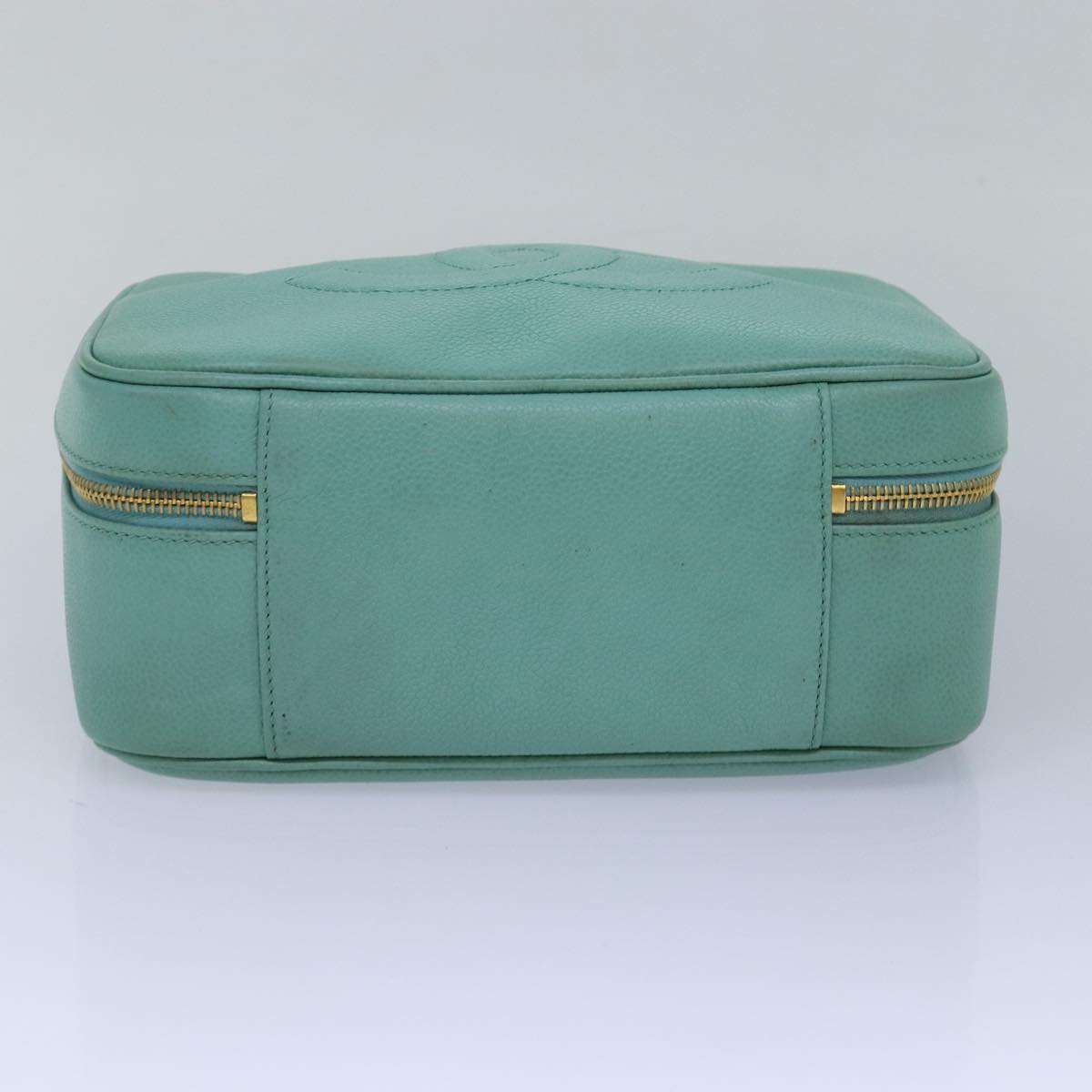 CHANEL Vanity COCO Mark Hand Bag Caviar Skin Emerald Green CC yk13974A